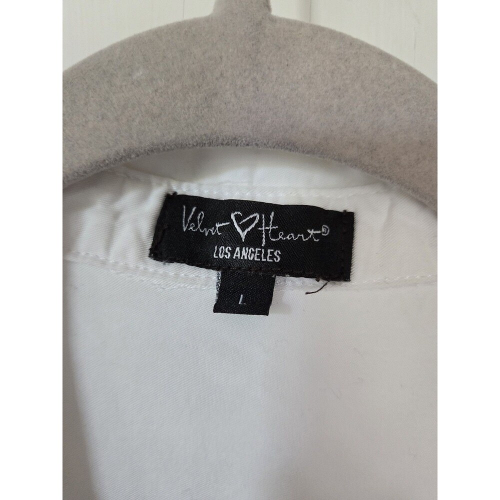 Velvet Heart Women’s White Oversized Button Down Short Sleeve Shirt Top Large - Picture 3 of 5